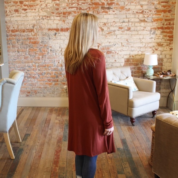 LAST ONE! Rust Long Sleeve Knit Cardigan w/pockets - Picture 3 of 3